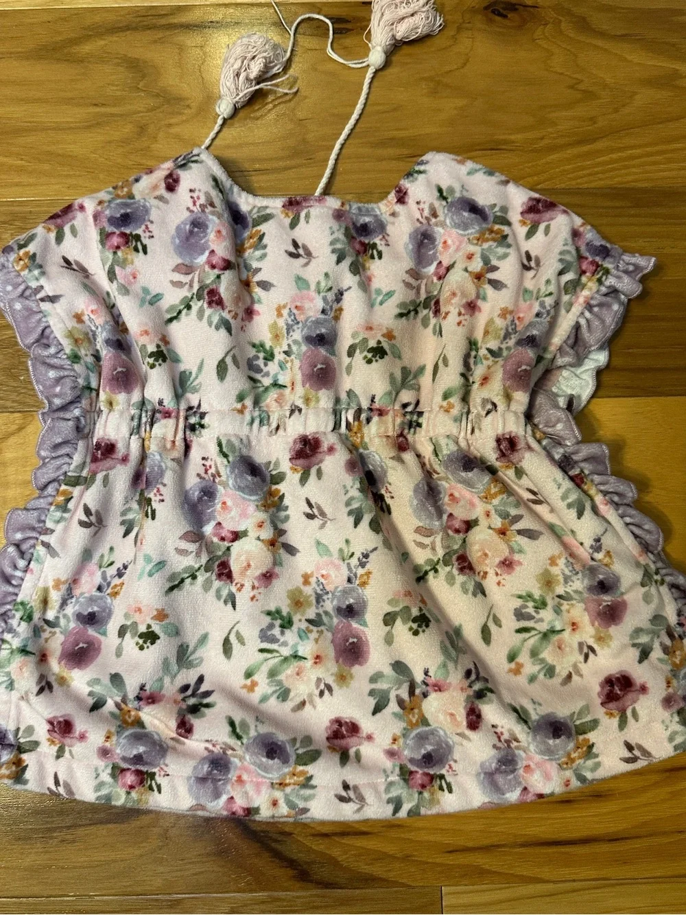 Cheeky Plum Floral Terry Swim Cover Up Ruffle Tassel Boho Boutique Beach 12-24M